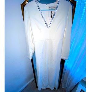 Fame & partners crème white embellished neckline formal gown size 16 new w tags